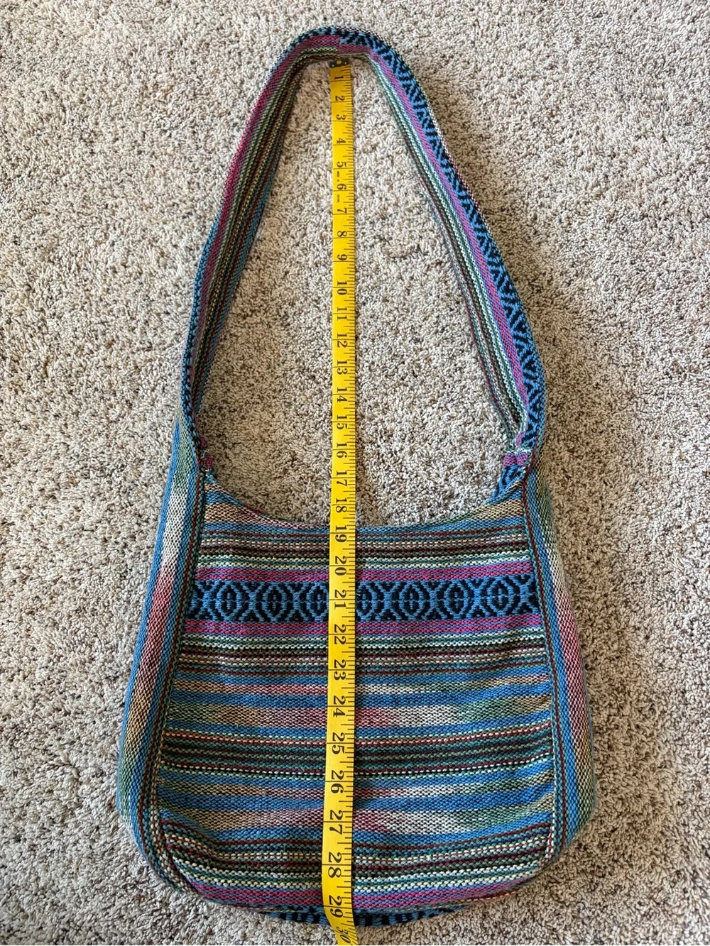 Made in India. Woven Multicolor Striped Hobo Bag